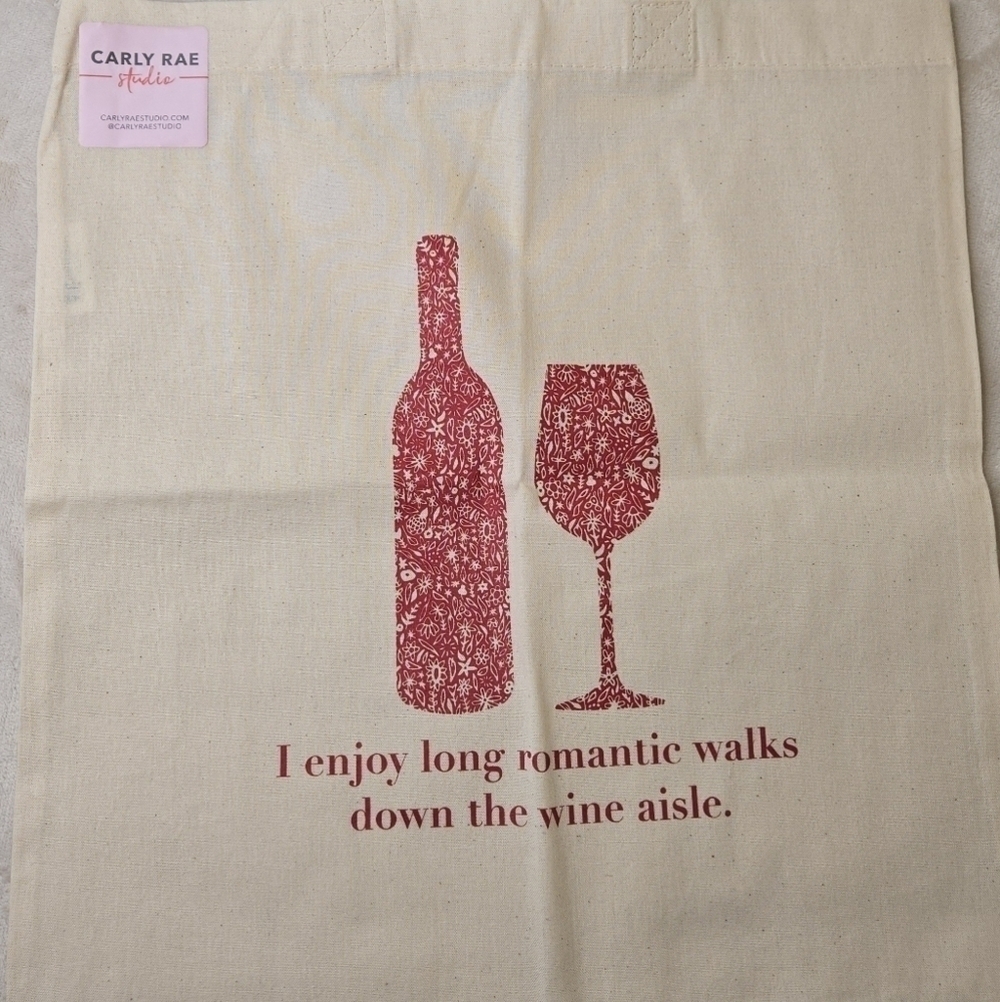 Carly Rae Studio Lightweight Canvas Tote Bag - Wine Theme